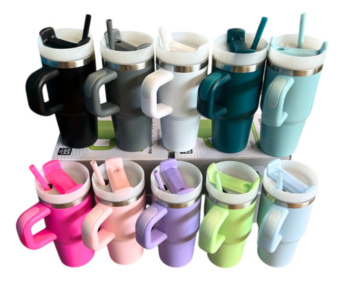 15 Mini Termo 14 Oz Termico Acero Inoxidable Popote Mayoreo Surtido