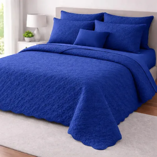 Cobre Leito Queen Matelado Dupla Face Leve Confortável Macio Azul Royal Matelado - R$ 78,99