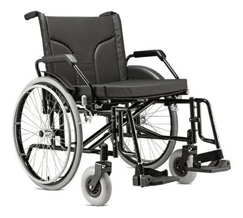 Cadeira De Rodas Aço Dobrável Big Obeso 160 Kg Jaguaribe Cor Preto