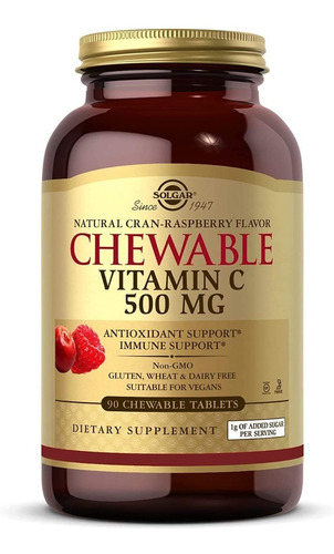 Vitamina C 500 Mg Chewable Solgar 90 Tabletas Veganas