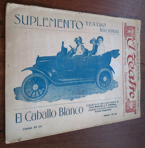 Imagen 1 de 1 de El Caballo Blanco Blumental / Kadelburg El Teatro Junio 1921