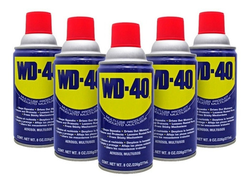 Kit 5 Latas 8oz 227ml Aflojatodo Aerosol Multiusos Wd40