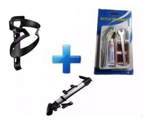 Set N°1 Bicicleta Porta Caramañola + Inflador + Kit Parches