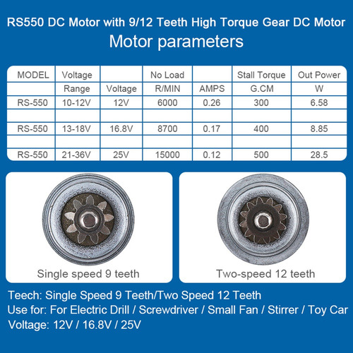 - Motor Rs550 De 12 V Y 19500 Rpm Con Dos Velocidades, 11