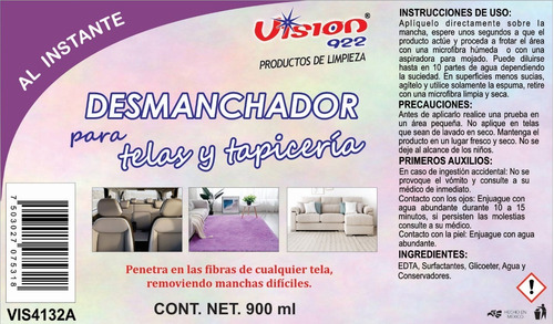 Desmanchador De Telas Y Tapicería 900 Ml