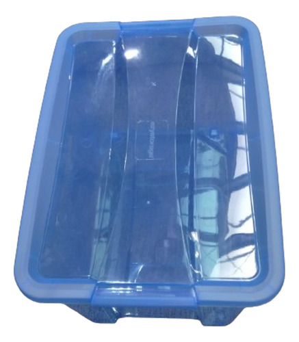 Caja De Almacenamiento Multiusos Con Ruedas Mc 52l Color Azul Liso