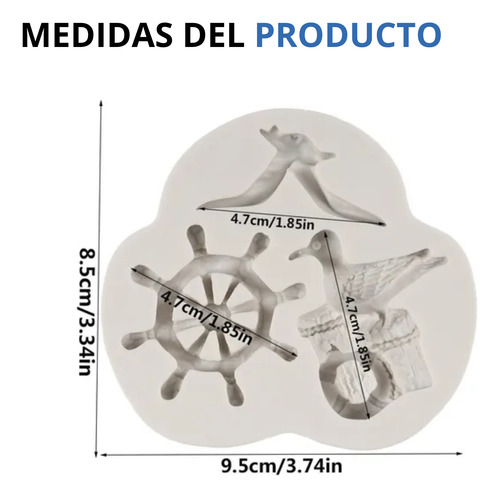 Molde De Silicona Náutico 3d Aves Fondant Chocolate Resina Blanco