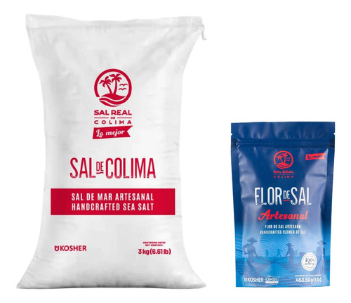Sal De Mar De Colima Costal 3kg Y Ziploc Flor De Sal 453 Gr