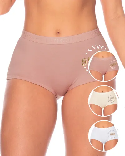 Trio Bóxer Tiro Alto Estampado Para Mujer Ref. 8303