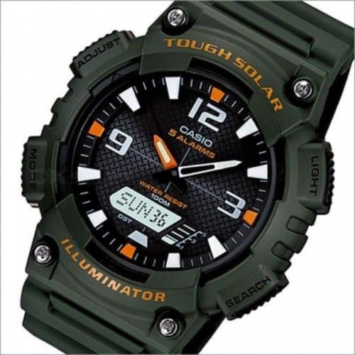 Reloj Casio Aq-s810w-3a Para Caballero Verde-naranja