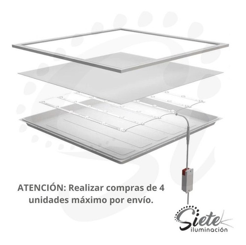 Imagen 2 de 6 de Panel Plafon Led 60x60 Embutir Cuadrado Backlight