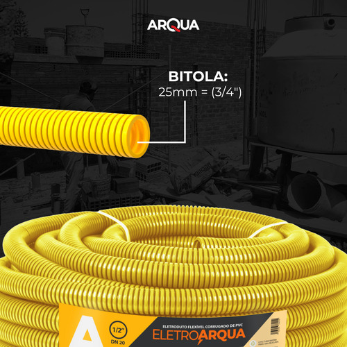 Eletroduto Flexível Corrugado Amarelo 3/4 25mm 50 metros