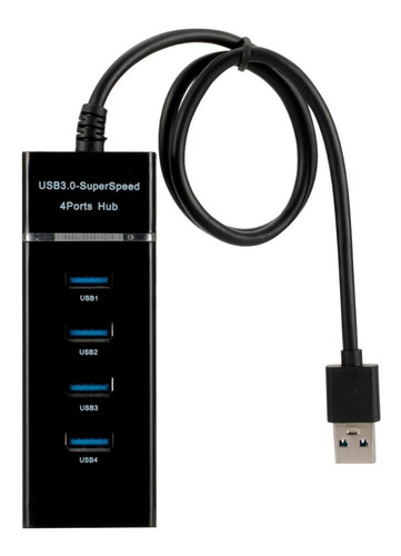 Hub Usb 3.0 4 Puertos Para Mac Pc Ps4 Xbox Datos Carga Color Negro