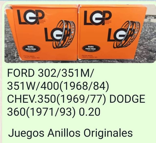 Juego De Anillos Para Motor 302/351m/351w/400/ Chev.350