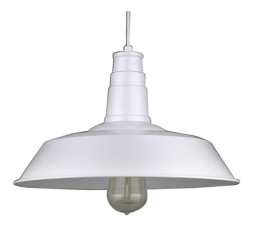 Lampara Campana Colgante Blanca 36cm Galponera Retro Mas Led