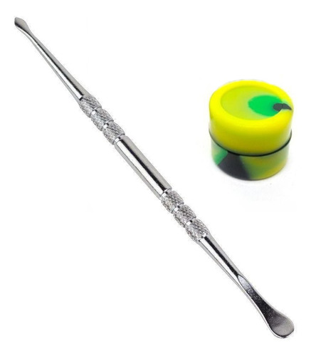 Dabber Rosin Espatula Metal 12cm + Recipiente Silicona