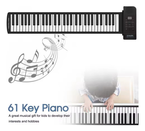 Teclado Piano Enrollable 61 Teclas Negro