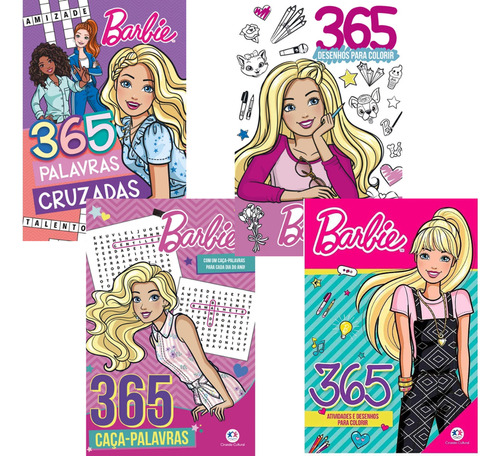 4 Barbie Atividades Desenhos Caça-palavras Palavras Cruzadas
