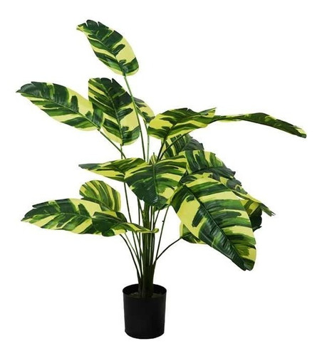 Planta Artificial Decorativa De Banano Variegado 80cm