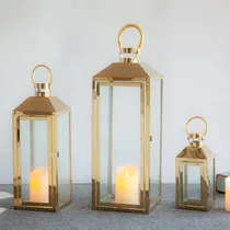 Comprar Juego De 3 Faroles Metalizados Porta Vela Decoración 