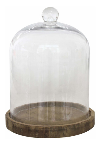 Stonebriar Cloche Cupula Cristal Transparente 8  Base Madera
