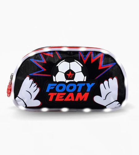 Imagen 1 de 4 de Cartuchera Footy Team Fútbol Con Luz Led 2 Cierres Escolar