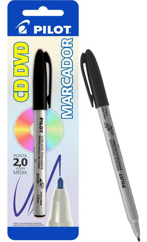 Marcador Permanente Preto 2.0mm Para Cd / Metal Pilot 02866