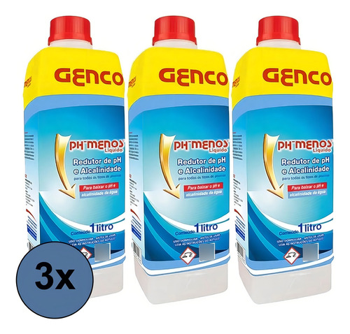 3x Ph Menos Redutor De Ph Líquido 1l