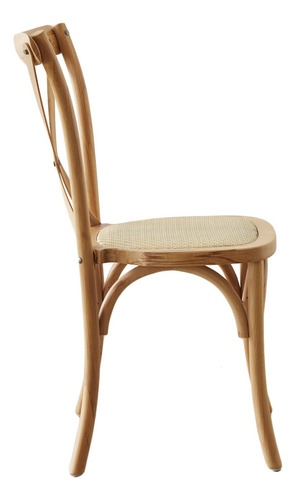 Silla De Comedor Cocina Cross De Madera De Roble Asiento Tejido Esterilla De Rattan Natural Color De La Estructura Roble Claro X4 Unidades