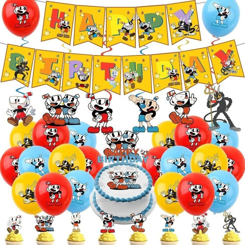 Set Globos Cuphead Regalo Cumpleaños Decorativos Recuerdo