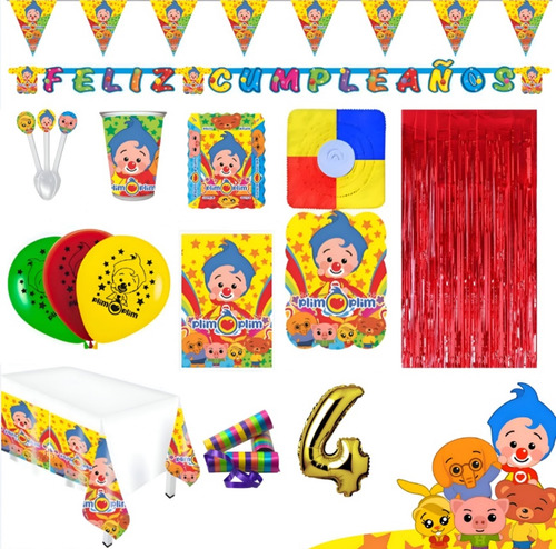 Kit Decoración Piñata Fiesta Infantil  Payaso Plim Plim