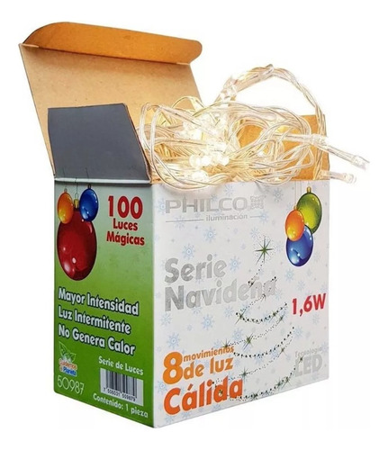 Pack De 2 Series Navideñas 100 Luces 8 Mov. 7.5 Luz Cálida