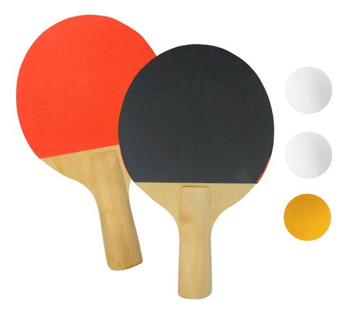 Set De Ping Pong Paletas Y Pelotas De Madera Goma Y Plástico