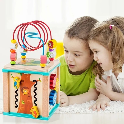 Imagen 9 de 10 de Juguete Cubo De Madera Puzzle Laberinto Didáctico Montessori