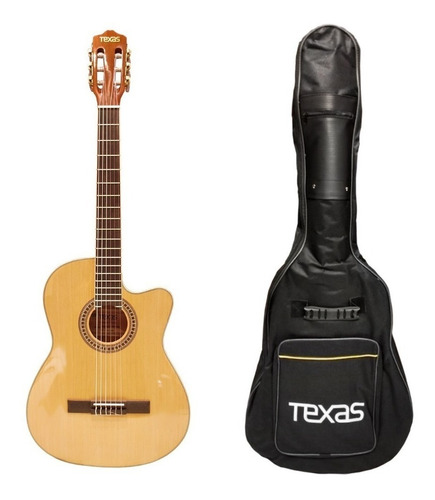 Guitarra Electro Clásica Texas Cg20afinador Eq Y Funda