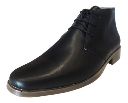 Zapato Botita Vestir Cuero Pizzoni 4014 Hombre Negro/suela