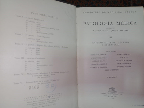 Patología Médica Celaya Ferradas Biblioteca Medicina 4 Tomos