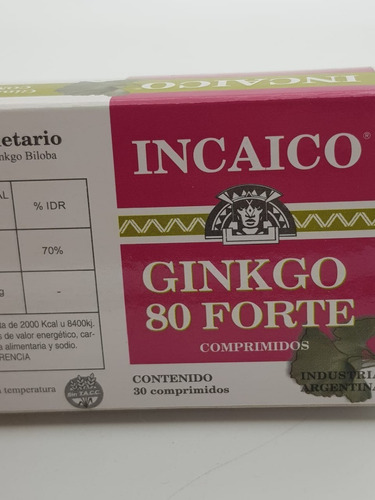  Ginkgo Biloba 80 Incaico X 30 Comprimidos Vitamina E