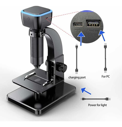 Microscopio Digital Biologico 2000x Wifi Usb Cor Preto 220v