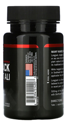 Longjack Tongkat Ali 500 mg, Force Factor, 30 cápsulas, E U Un sabor sin sabor