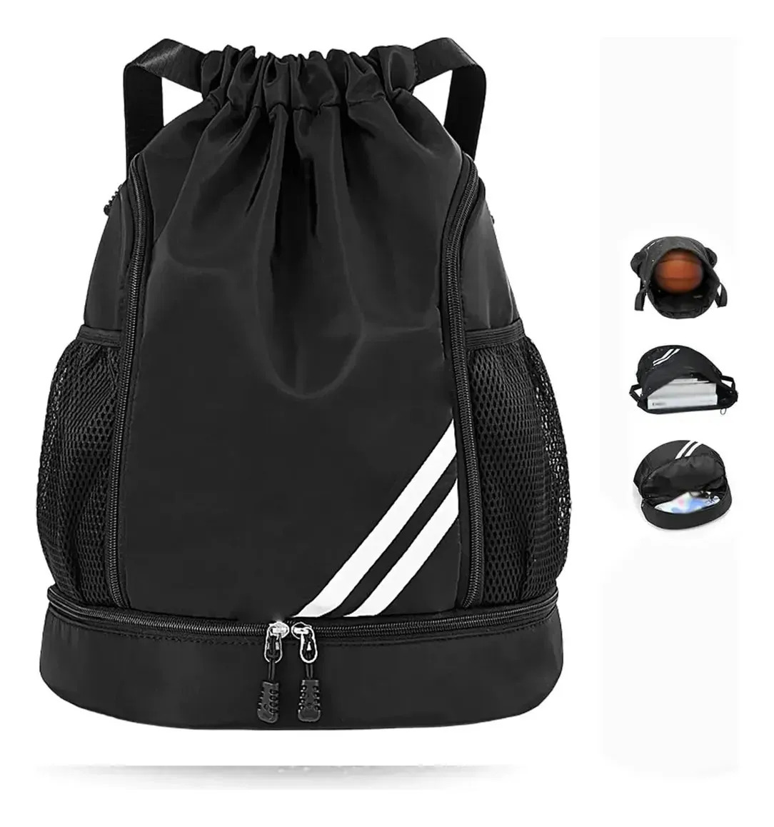 Mochila Deportiva , Mochila Impermeable, Mochila De Fútbol Negro Liso