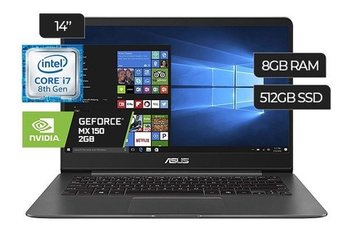Laptop Asus Zenbook Ux430un-q72sp 14  Core I7 512gb 8gb (Reacondicionado)