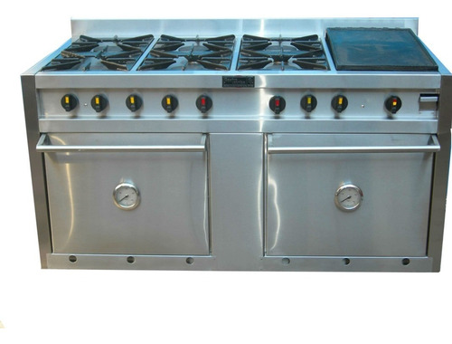 Cocina Industrial A Gas De 6 Hornalla Y 2 Hornos