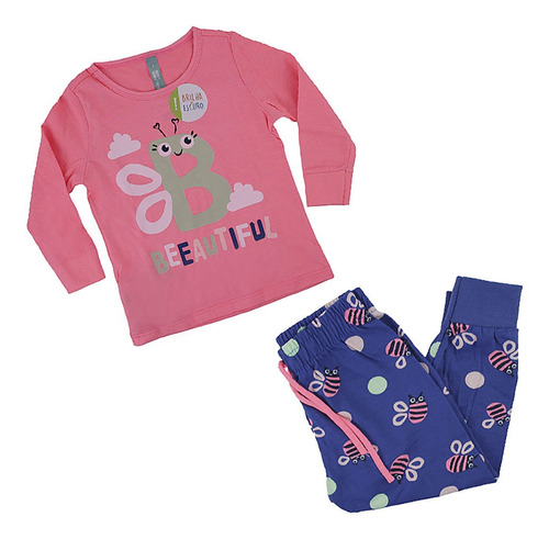 Pijama Infantil Feminino Malwee Rosa Neon - 100009