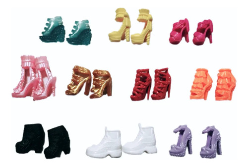 Set De 10 Zapatos Para Muñecas Barbie, Surtido De Colores