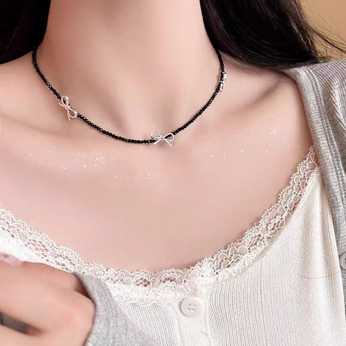 Collar Con Lazo De Perlas Para Mujer, Collar Largo Con Borla