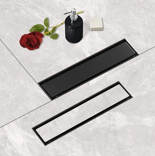 Rejilla Lineal 2 En 1 60x8x5,8 Cm Acero Inoxidable Negro Mat
