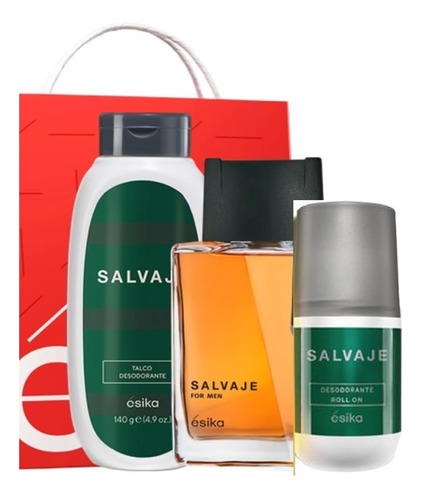 Perfume Salvaje + Talco + Desodorante + Bolsa Regalo Esika