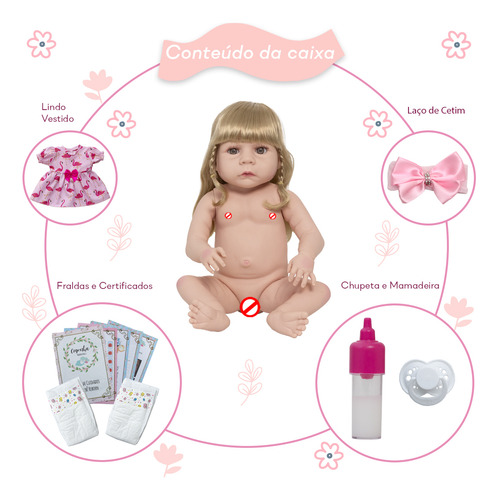 Boneca Reborn Recém Nascida Abigail Com Kit Acessórios