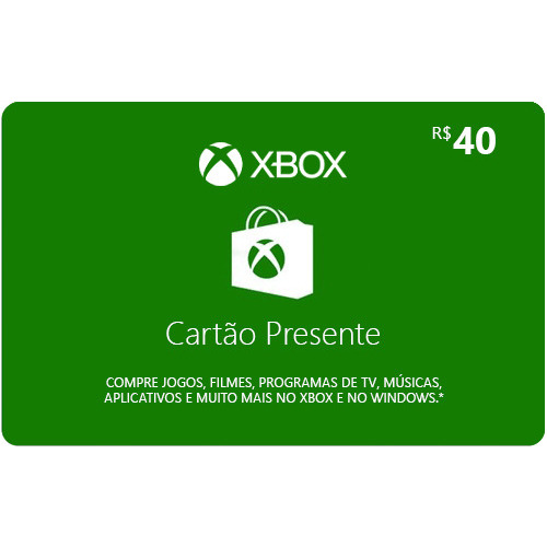 Cartão Xbox One R$ 40 Reais Brasil Microsoft Xbox Series